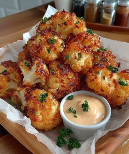 # Crispy Air Fryer Cauliflower Recipe: Golden, Crunchy, and Full of Flavor If you're looking for a delicious way to enjoy more vegetables, this **Crispy Air Fryer Cauliflower** recipe is a fantastic choice. With a light, golden panko coating and a perfectly tender center, it transforms fresh cauliflower into a satisfying side dish, appetizer, or snack that everyone can enjoy. The air fryer creates a wonderfully crisp texture using only a small amount of oil, making this recipe lighter than traditional deep-fried cauliflower while still delivering plenty of flavor. Cauliflower has become one of the most versatile vegetables in modern cooking. Its mild taste allows it to absorb seasonings beautifully, making it the perfect base for countless recipes. In this version, smoked paprika, garlic powder, onion powder, black pepper, and optional cayenne pepper create a savory coating that pairs perfectly with crunchy panko breadcrumbs. Every bite offers a combination of crisp texture and tender cauliflower that is both comforting and satisfying. One of the best things about this recipe is how simple it is to prepare. Most of the ingredients are pantry staples, and the entire dish comes together in about **25 minutes**. Whether you're preparing a quick weeknight dinner, looking for a healthier snack, or serving appetizers at a gathering, this recipe is easy enough for beginners while being flavorful enough to impress family and friends. Unlike deep frying, air frying uses rapidly circulating hot air to cook food evenly. This cooking method allows the breadcrumbs to become beautifully crisp while keeping the cauliflower moist inside. The result is a lighter dish that still delivers the satisfying crunch many people love. --- # Why You'll Love This Recipe There are plenty of reasons this Air Fryer Cauliflower recipe deserves a place in your regular meal rotation. * Crispy without deep frying * Ready in about 25 minutes * Uses simple pantry ingredients * Budget-friendly * Beginner-friendly * Great for family meals * Perfect as a side dish * Wonderful party appetizer * Excellent afternoon snack * Easy to customize with different spices * Works with many dipping sauces * Meal-prep friendly * Lighter than traditional fried cauliflower * Delicious hot and fresh Every bite combines crunchy breadcrumbs with tender cauliflower for a texture that's difficult to resist. --- # Recipe Information * **Course:** Appetizer, Side Dish, Snack * **Cuisine:** American * **Difficulty:** Easy * **Prep Time:** 10 minutes * **Cook Time:** 12–15 minutes * **Total Time:** Approximately 25 minutes * **Servings:** 4 --- # Ingredients ## Main Ingredients * 1 medium fresh cauliflower * 1 cup panko breadcrumbs * 1½ teaspoons smoked paprika * ½ teaspoon garlic powder * ½ teaspoon onion powder * ½ teaspoon cayenne pepper (optional) * ¼ teaspoon sea salt * ¼ teaspoon ground black pepper * 1 large egg * 1 tablespoon water * 2 tablespoons olive oil or avocado oil spray --- ## Optional Garnishes * Chopped fresh parsley * Fresh chives * Grated Parmesan cheese * Lemon wedges * Red pepper flakes --- ## Suggested Dipping Sauces Serve with your favorite dip such as: * Ranch dressing * Garlic yogurt sauce * Honey mustard * Buffalo sauce * Barbecue sauce * Sweet chili sauce * Chipotle mayo * Tzatziki * Garlic aioli * Marinara sauce --- # Equipment Needed Before starting, gather these kitchen tools: * Air fryer * Sharp knife * Cutting board * Large mixing bowl * Small mixing bowl * Shallow dish * Whisk * Measuring cups * Measuring spoons * Kitchen tongs * Plate or baking tray --- # Choosing the Best Cauliflower Fresh cauliflower makes a noticeable difference in both flavor and texture. Look for: * Bright white florets * Firm compact head * Crisp green leaves * Fresh appearance * No brown spots * No soft or mushy areas Fresh cauliflower cooks more evenly and develops the best texture after air frying. --- # Why Air Frying Works So Well Air fryers circulate hot air rapidly around the food. This creates several benefits: * Even cooking * Crispy coating * Tender interior * Less oil required * Faster cooking * Easy cleanup * Consistent results The hot circulating air allows the breadcrumbs to brown beautifully while keeping the cauliflower moist inside. --- # Step 1: Prepare the Cauliflower Wash the cauliflower thoroughly under cool running water. Remove the green outer leaves. Trim away the thick stem. Cut the cauliflower into evenly sized bite-sized florets. Uniform pieces help everything cook evenly. Very large florets may remain firm while tiny pieces can overcook. --- # Step 2: Make the Seasoned Breadcrumb Mixture In a shallow dish combine: * Panko breadcrumbs * Smoked paprika * Garlic powder * Onion powder * Cayenne pepper * Salt * Black pepper Mix well until all spices are evenly distributed throughout the breadcrumbs. This seasoned coating gives the finished cauliflower its delicious flavor and crispy texture. --- # Step 3: Prepare the Egg Wash Crack one large egg into a small bowl. Add one tablespoon of water. Whisk until completely smooth. The egg wash helps the breadcrumbs stick securely to every floret. --- # Step 4: Coat the Cauliflower Working one floret at a time: 1. Dip into the egg mixture. 2. Allow excess egg to drip away. 3. Roll through the seasoned breadcrumb mixture. 4. Gently press the breadcrumbs onto the surface. Repeat until every piece is completely coated. Arrange the coated florets on a plate while preparing the remaining pieces. --- # Step 5: Add a Light Coating of Oil Lightly spray or drizzle the coated cauliflower with olive oil or avocado oil. Only a small amount is necessary. The oil helps: * Brown the breadcrumbs * Increase crispiness * Prevent dry spots * Improve flavor --- # Step 6: Preheat the Air Fryer Preheat the air fryer to **370°F (188°C)**. Allow it to heat for approximately **3 minutes**. Starting with a hot air fryer helps the coating become crisp immediately. --- # Step 7: Arrange the Cauliflower Place the coated florets into the air fryer basket. Arrange them in a single layer. Leave small spaces between each piece. Proper airflow allows every floret to cook evenly. If necessary, cook multiple batches rather than overcrowding the basket. --- # Step 8: Air Fry Cook for **9 to 12 minutes**. Halfway through cooking, gently shake the basket or turn each floret using kitchen tongs. Continue cooking until: * The coating is golden brown. * The breadcrumbs are crisp. * The cauliflower is fork tender. Cooking time may vary slightly depending on the air fryer model and floret size. --- # Step 9: Serve Transfer the hot cauliflower to a serving platter. Garnish with: * Chopped parsley * Parmesan cheese * Lemon wedges * Fresh herbs * Red pepper flakes Serve immediately while the coating is at its crispiest. --- # Why Panko Breadcrumbs Are Recommended Panko breadcrumbs differ from traditional breadcrumbs. They are: * Larger * Lighter * Flakier * Crispier These characteristics create an exceptionally crunchy coating that stays crisp after cooking. --- # Flavor Variations Once you've mastered the basic recipe, experiment with different seasoning combinations. ## Parmesan Herb Add: * ¼ cup grated Parmesan cheese * Italian seasoning * Extra garlic powder --- ## Buffalo Cauliflower After cooking, toss the florets with buffalo sauce. Serve with ranch dressing or blue cheese dip. --- ## Cajun Style Replace the smoked paprika and cayenne with Cajun seasoning. --- ## Lemon Pepper Season with: * Lemon zest * Freshly ground black pepper * Garlic powder Finish with fresh lemon juice. --- ## Mexican-Inspired Use: * Chili powder * Ground cumin * Smoked paprika Serve with lime wedges and cilantro. --- ## Curry Cauliflower Replace the paprika with curry powder for a warm, aromatic flavor. --- ## Italian Style Season with: * Italian herbs * Parmesan cheese * Garlic powder Serve with marinara sauce. --- # Helpful Tips For consistently crispy cauliflower: * Dry the florets thoroughly before coating. * Use fresh breadcrumbs. * Preheat the air fryer. * Cook in batches. * Spray lightly with oil. * Turn halfway through cooking. * Use evenly sized florets. * Serve immediately. --- # Common Mistakes to Avoid ## Soggy Coating Cause: Too much moisture on the cauliflower. Solution: Dry thoroughly before coating. --- ## Uneven Browning Cause: Overcrowded basket. Solution: Leave space between the florets. --- ## Breadcrumbs Falling Off Cause: Not enough egg wash. Solution: Coat every piece completely before adding breadcrumbs. --- ## Burned Coating Cause: Temperature too high. Solution: Stay close to **370°F** and monitor during the final few minutes. --- ## Tough Cauliflower Cause: Large florets. Solution: Cut evenly sized bite-sized pieces. --- # Serving Suggestions This crispy cauliflower pairs beautifully with many meals. Serve alongside: * Grilled chicken * Veggie burgers * Turkey burgers * Rice bowls * Quinoa salad * Pasta * Soup * Wraps * Sandwiches * Fresh salads * Roasted vegetables * Baked potatoes It also makes an excellent appetizer served with multiple dipping sauces. --- # Storage Instructions Allow leftovers to cool completely. Store in an airtight container in the refrigerator for up to **3 days**. --- # Reheating Instructions ### Air Fryer Reheat at **350°F (175°C)** for **3–5 minutes**. ### Oven Bake at **375°F (190°C)** for approximately **8 minutes**. ### Microwave Heat for about **1 minute**. Keep in mind that microwaving softens the crispy coating. --- # Freezing The coated cauliflower can be frozen before cooking. Arrange the coated florets on a baking tray and freeze until firm. Transfer to freezer-safe bags. Freeze for up to **2 months**. Cook directly from frozen, adding a few extra minutes to the cooking time. --- # Approximate Nutrition Information (Per Serving) Nutritional values are estimates. * Calories: 280 * Protein: 9 g * Fat: 12 g * Saturated Fat: 2 g * Carbohydrates: 31 g * Fiber: 6 g * Sugar: 4 g * Sodium: 360 mg * Potassium: 620 mg * Calcium: 60 mg * Iron: 2 mg Dipping sauces are not included in these estimates. --- # Frequently Asked Questions ### Can I use frozen cauliflower? Yes. Thaw it completely and pat it dry before coating to remove excess moisture. ### Can I make this gluten-free? Absolutely. Replace the panko breadcrumbs with your favorite gluten-free breadcrumbs. ### Can I prepare it ahead of time? Yes. Coat the cauliflower several hours in advance, refrigerate it, and air fry just before serving. ### Why isn't my cauliflower crispy? The most common reasons are excess moisture, overcrowding the basket, or not using enough oil to lightly coat the breadcrumbs. ### Can I use regular breadcrumbs? Yes, but panko breadcrumbs generally create a lighter and crispier texture. ### What other vegetables can I prepare this way? This coating works well with broccoli florets, zucchini slices, mushrooms, green beans, and Brussels sprouts. Crispy Air Fryer Cauliflower Recipe